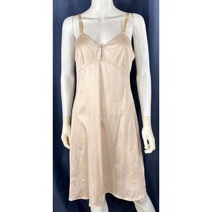 VTG Olga Small Beige Tan Nightgown Dress Size 34 Knee Keyhole